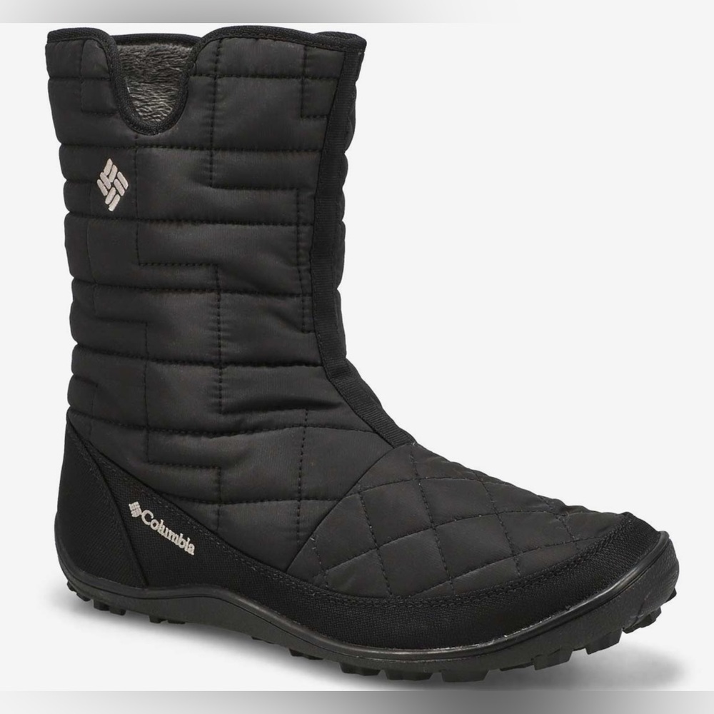 Columbia/Black Winter Rain Boots with Quilted Design